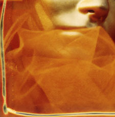 Maschera con velo arancio